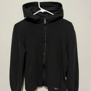 Abercrombie Kids Black Hoodie with Full Length Zipper and Relaxed Fit